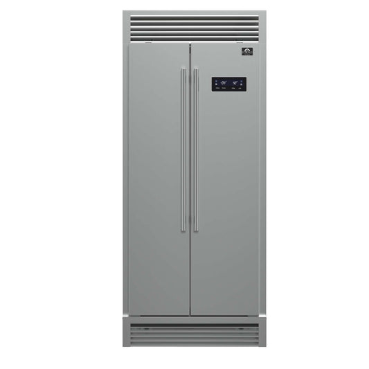 Forno Salerno 33" Built-in Stainless Steel Refrigerator 15.6 cu. ft - With Decorative Grill - 37"es Wide