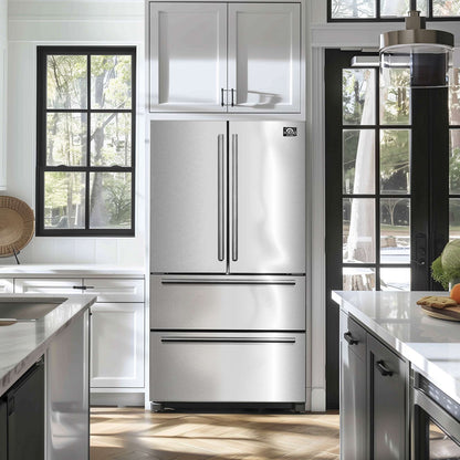 Forno Moena 36" French Door 19.2 Cu.Ft. Stainless Steel Refrigerator