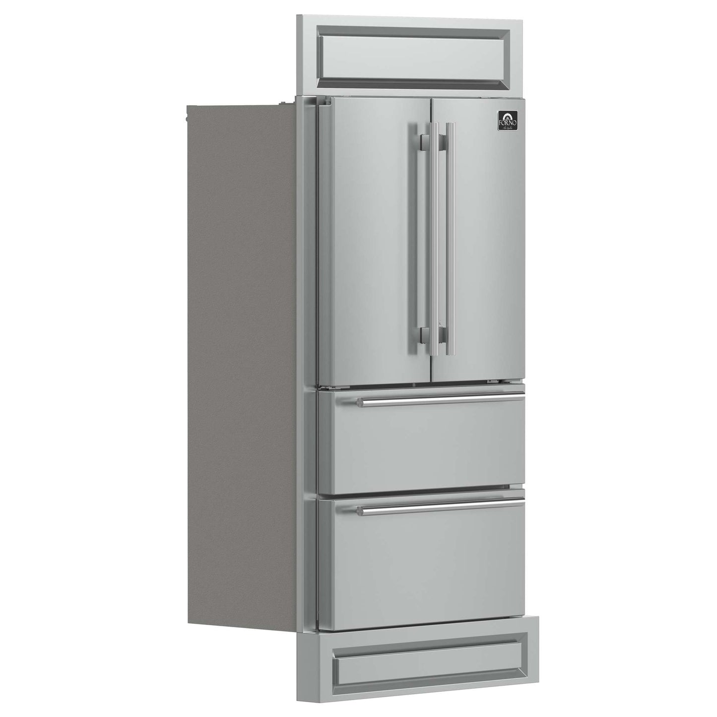 Forno Moena 36" French Door 19.2 cu. ft Stainless Steel Refrigerator, with Modern Decorative Grill - 40" Wide