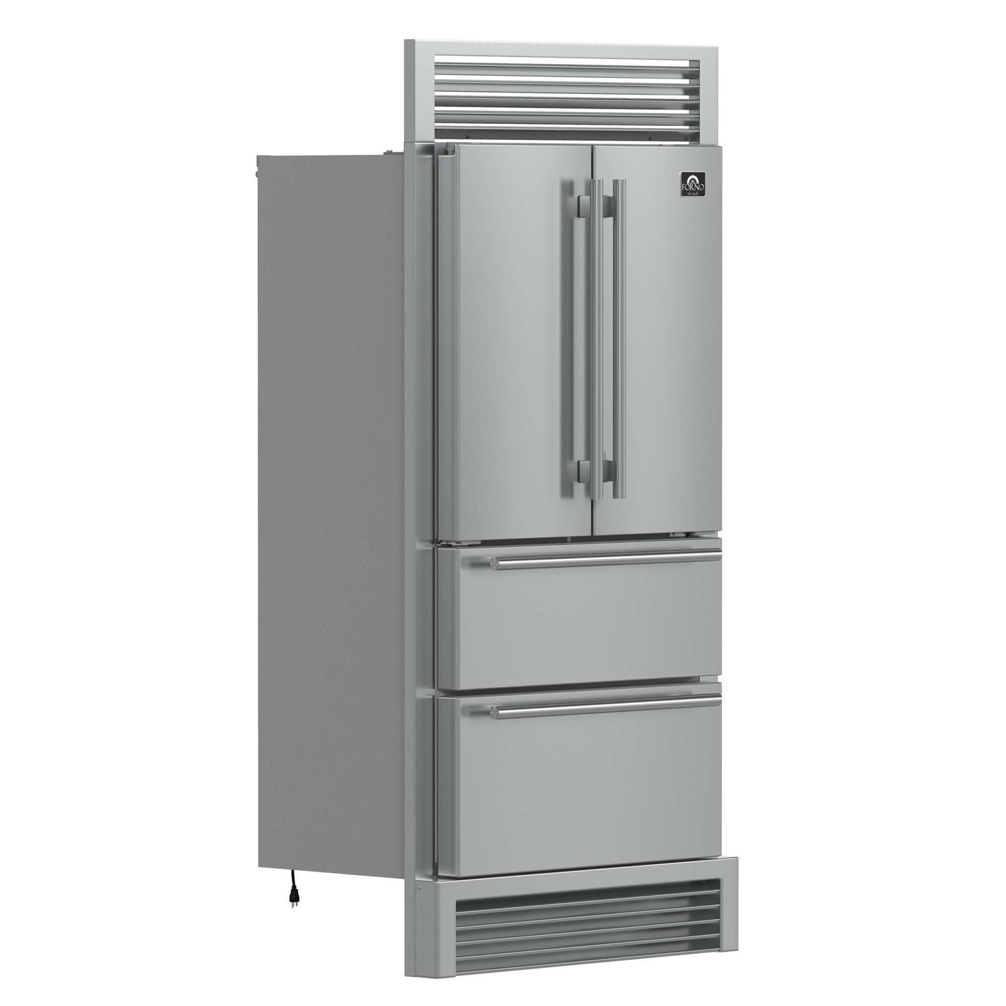 Forno Moena 36" French Door 19.2 cu. ft Stainless Steel Refrigerator, with Decorative Grill - 40"es Wide
