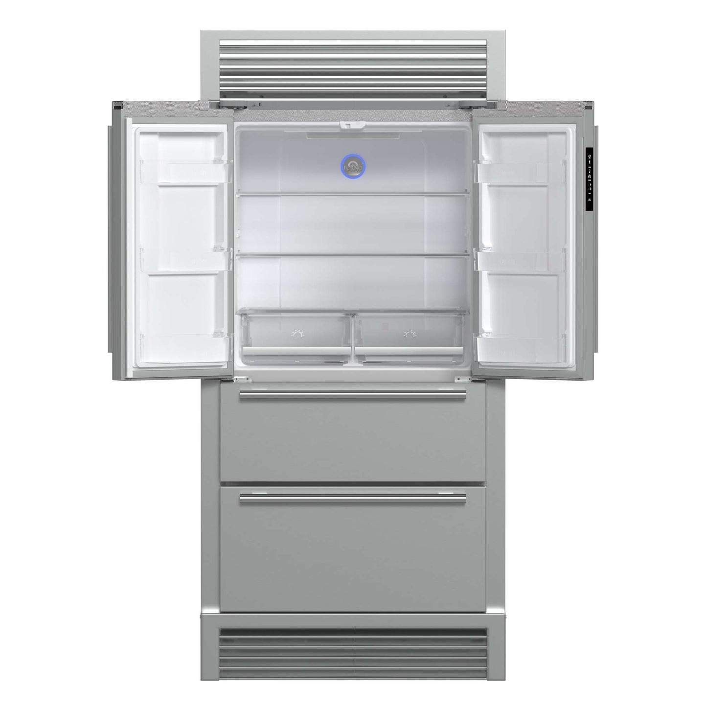 Forno Moena 36" French Door 19.2 cu. ft Stainless Steel Refrigerator, with Decorative Grill - 40"es Wide