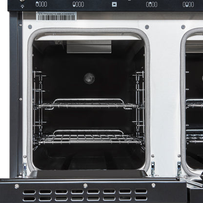 Forno Antico 48-inch Freestanding Gas Range Black and Antique Brass Design, 8 Sealed Burners 94,000 BTU, Griddle, 5.5 cu.ft. Double Ovens