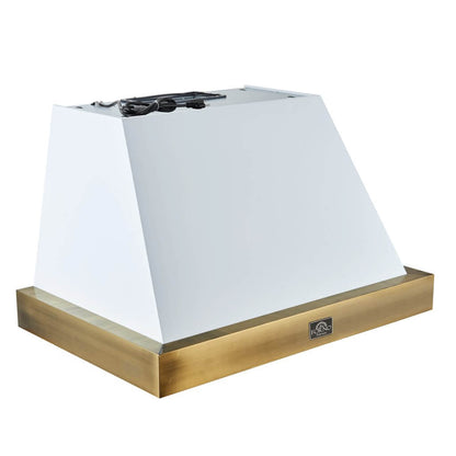 Vittorio 36" Wall Mount Range Hood in Black & Antique Brass Trim, 600 CFM with Baffle Filters & Remote Control