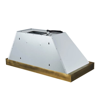 Vittorio 48" Wall Mount Range Hood in Black & Antique Brass Trim, 600 CFM with Baffle Filters & Remote Control