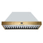 Vittorio 48" Wall Mount Range Hood in Black & Antique Brass Trim, 600 CFM with Baffle Filters & Remote Control