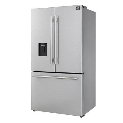 Forno Aosta 36-inch French Door Refrigerator in Stainless Steel, 22.4 cu.ft. External Water Dispenser & Freezer Automatic Ice Maker - ENERGY STAR