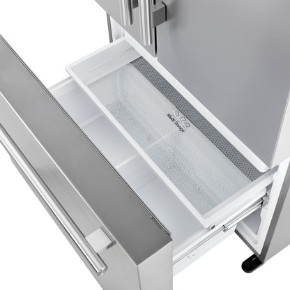 Forno Aosta 36-inch French Door Refrigerator in Stainless Steel, 22.4 cu.ft. External Water Dispenser & Freezer Automatic Ice Maker - ENERGY STAR