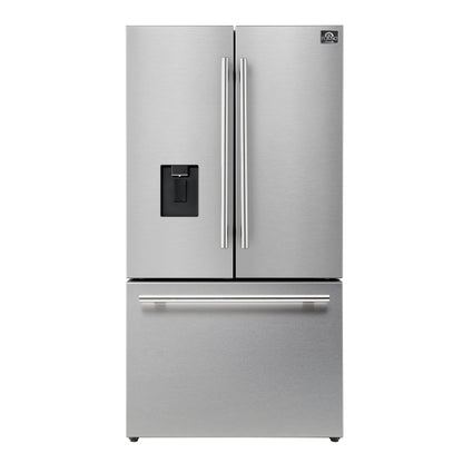 Forno Aosta 36-inch French Door Refrigerator in Stainless Steel, 22.4 cu.ft. External Water Dispenser & Freezer Automatic Ice Maker - ENERGY STAR