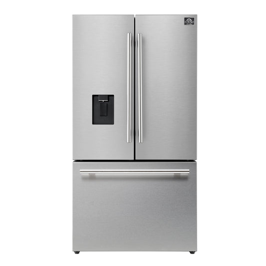 Forno Aosta 36-inch French Door Refrigerator in Stainless Steel, 22.4 cu.ft. External Water Dispenser & Freezer Automatic Ice Maker - ENERGY STAR
