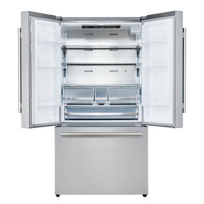 Forno Aosta 36-inch French Door Refrigerator in Stainless Steel, 22.4 cu.ft. External Water Dispenser & Freezer Automatic Ice Maker - ENERGY STAR