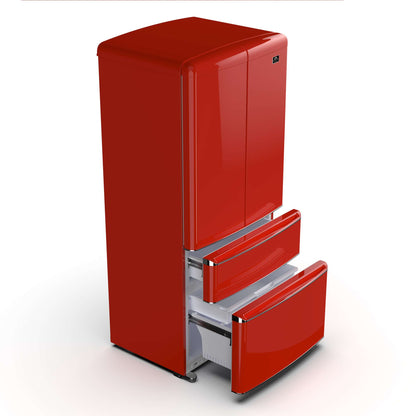 Forno Luigi 18 cu.ft. French Door Refrigerator Red, Handle-Free Design