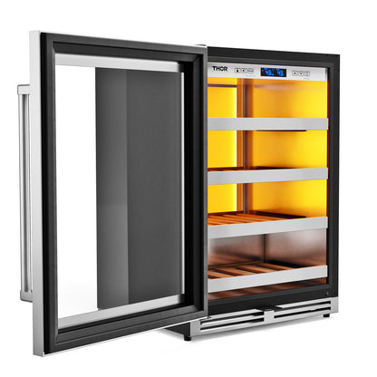 Thor Kitchen 24-Inch Single Zone Wine Cooler, Left Swing, 45 Wine Bottle Capacity