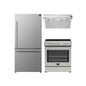 FORNO Premium 3-Piece Kitchen Bundle - Leonardo Espresso 30" Stainless Steel Range, 31" Stainless Steel Bottom Freezer Refrigerator, 30" Stainless Steel Under Cabinet Range Hood