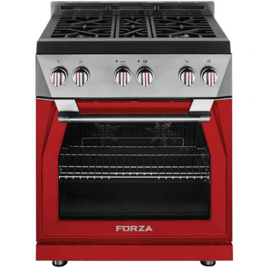 Forza 30" all Gas w/ 4 brass burners, Infinito Grate System, MassimoBlu Double Broiler, st. steel